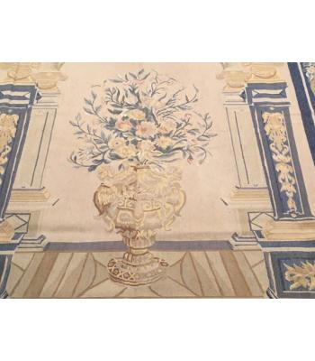 Pillar bordered handmade abuson French rug
