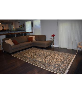 198 X 302 Graceful Cream, Blue And Brown Shah Abbasi Pattern Traditional Rug