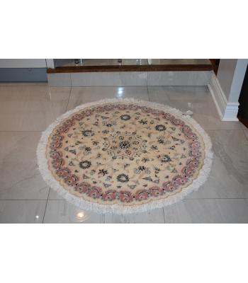102 Cm Round Round Shaped Traditional, Nain Pair Wool-silk Rug