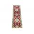 Red background Medallion cream handmade rug