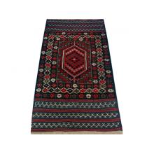 91 x 86 Bold and Dark Oriental Afghan Chest Wool Rug
