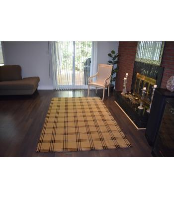 160 X 233 Classic Squares Design Cream, Gold and Black Modern Rug
