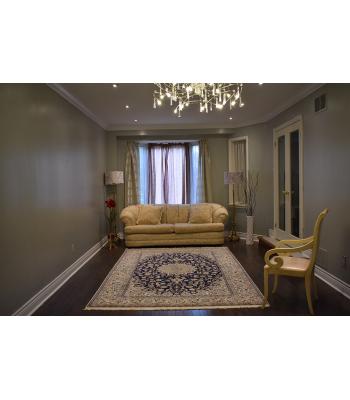 200 X 315 Luxurious Cream, Blue & Red Persian Centre Medallion Design Traditional Rug