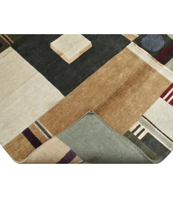 122 X 183  Geometric Modern Oriental Handmade Wool & Silk Rug
