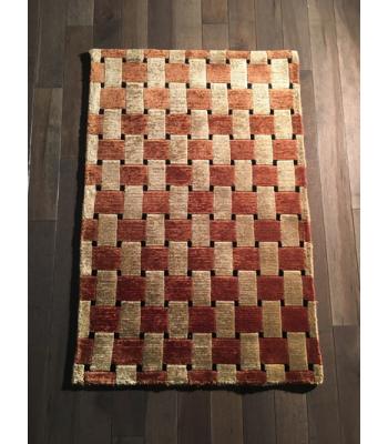 Classic Rust and Brown Checker handmade Rug