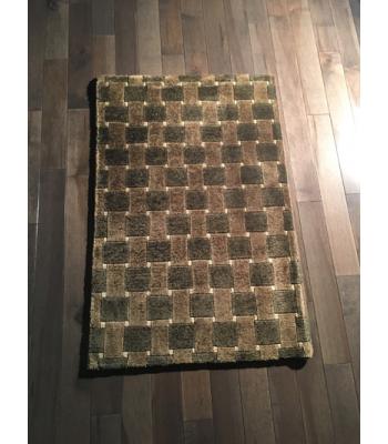 Classic Olive and Brown Checker Rug