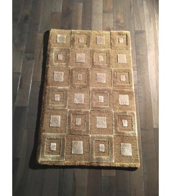 Classic Ivory Brown Squares Rug