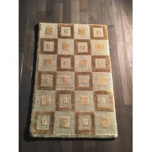 Modern Gold, blue Squares handmade Rug