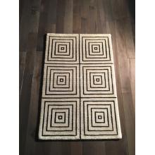 Perfect Modern Ivory Black Wool Rug