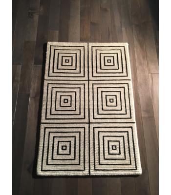 Perfect Modern Ivory Black Wool Rug