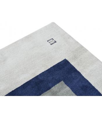 122 X 183 Modern,Oriental Triple Square Grey Blue Wool Rug