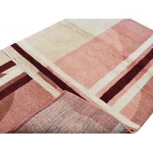 122 X 183 Geometric Design Oriental Modern Pink Cream Brown Wool Rug