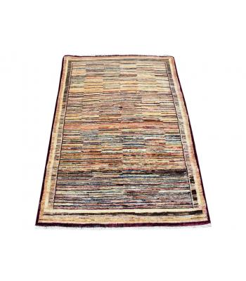 101 X 155 Multi Color Afghan Chobi Vegetable Dye Stripe Patterned Rug