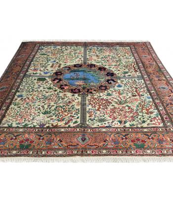 287 x 404 Simple and Subtle Peach & Cream Persian Tabriz Wool Rug