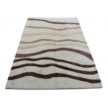 143 X 207 Beautiful Modern Waves Design Cream and Brown Rug