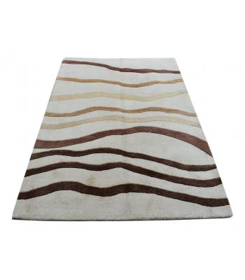 143 X 207 Beautiful Modern Waves Design Cream and Brown Rug