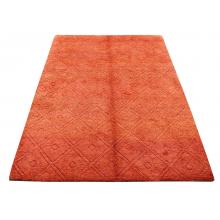 142 X 198 Sophisticated Handmade Diamond Carved Design Orange Modern Rug