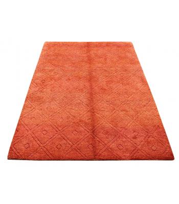142 X 198 Sophisticated Handmade Diamond Carved Design Orange Modern Rug