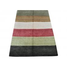 140 X 210 Modern Multi Color Thick Stripes Design Wool Rug