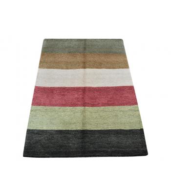 140 X 210 Modern Multi Color Thick Stripes Design Wool Rug