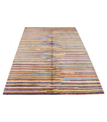 132 X 210 Modern Multi Color Stripes Design Wool Rug