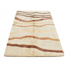 152 X 213 Modern Waves Design Cream and Brown Wool Rug