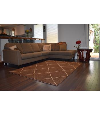 207 X 244 Classy Diamond Design Brown & Cream Modern Rug