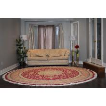 296 Round Shaped Traditional, Persian Tabriz Wool-silk Rug