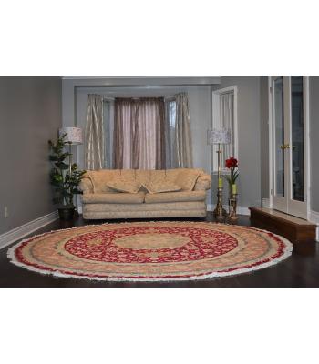 296 Round Shaped Traditional, Persian Tabriz Wool-silk Rug