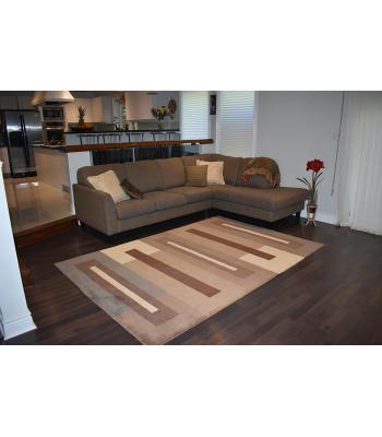 183 X 274 Gorgeous Cream & Brown Multiple Rectangle Design Modern Rug