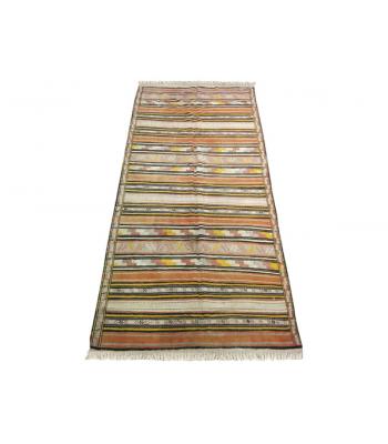 142 x 318 Reversible Kilim Antique Tribal Wool Silk Rug