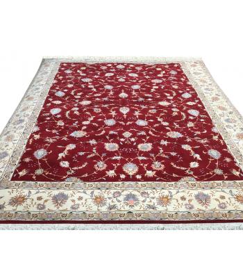 305 x 396 Cream & Red Wool-Silk Unique Allover Persian Rug