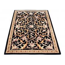 109 x 171 Luxurious Black Gold All Over Flower Vine Design Wool Rug