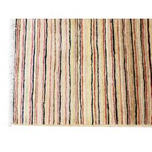 98 X 159 Simple and Elegant Multi Color Striped Handmade Wool Rug