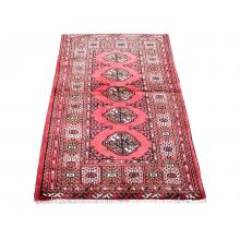 98 X 146 Graceful Turkman Elephant's Feet Design Handmade Red Rug