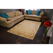 152.4 X 234.69 Simple And Stylish Cream, Brown And Gold Modern Rug