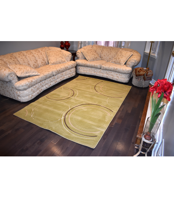 152.4 X 234.69  Soft And Stylish Circles Design Green, Cream & Brown Modern Rug