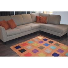 160 X 233 Classic Squares Design Orange & Multi-color Modern Rug
