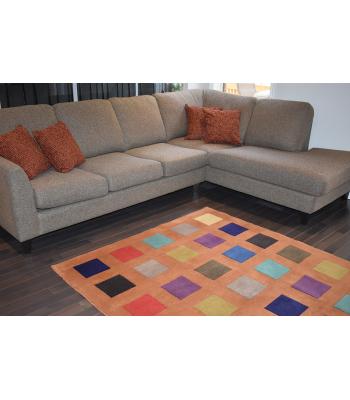 160 X 233 Classic Squares Design Orange & Multi-color Modern Rug