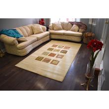 152.4 X 234.69 Cream, Brown & Green Color 12 Squares Design Modern Rug